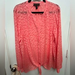 Dana Buchman Women's Pink Tie-Front Blouse Size XL